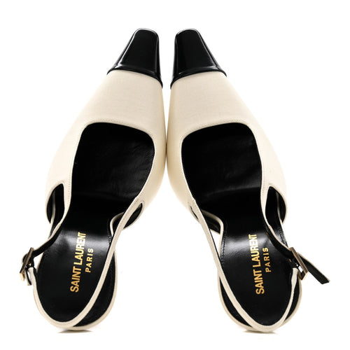 SATIN CALFSKIN INES SLINGBACK PUMPS IVORY BLACK