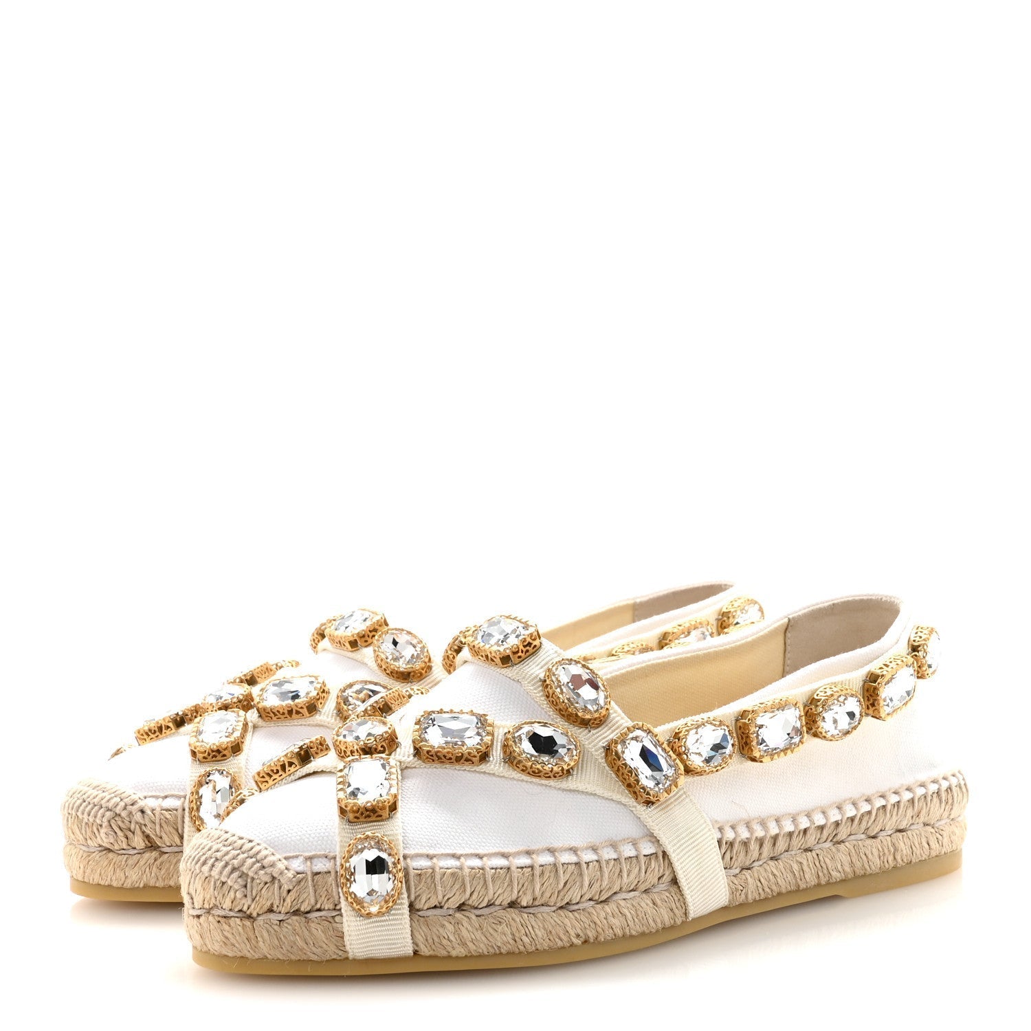 CANVAS CRYSTAL EMBELLISHED ESPADRILLES GREAT WHITE