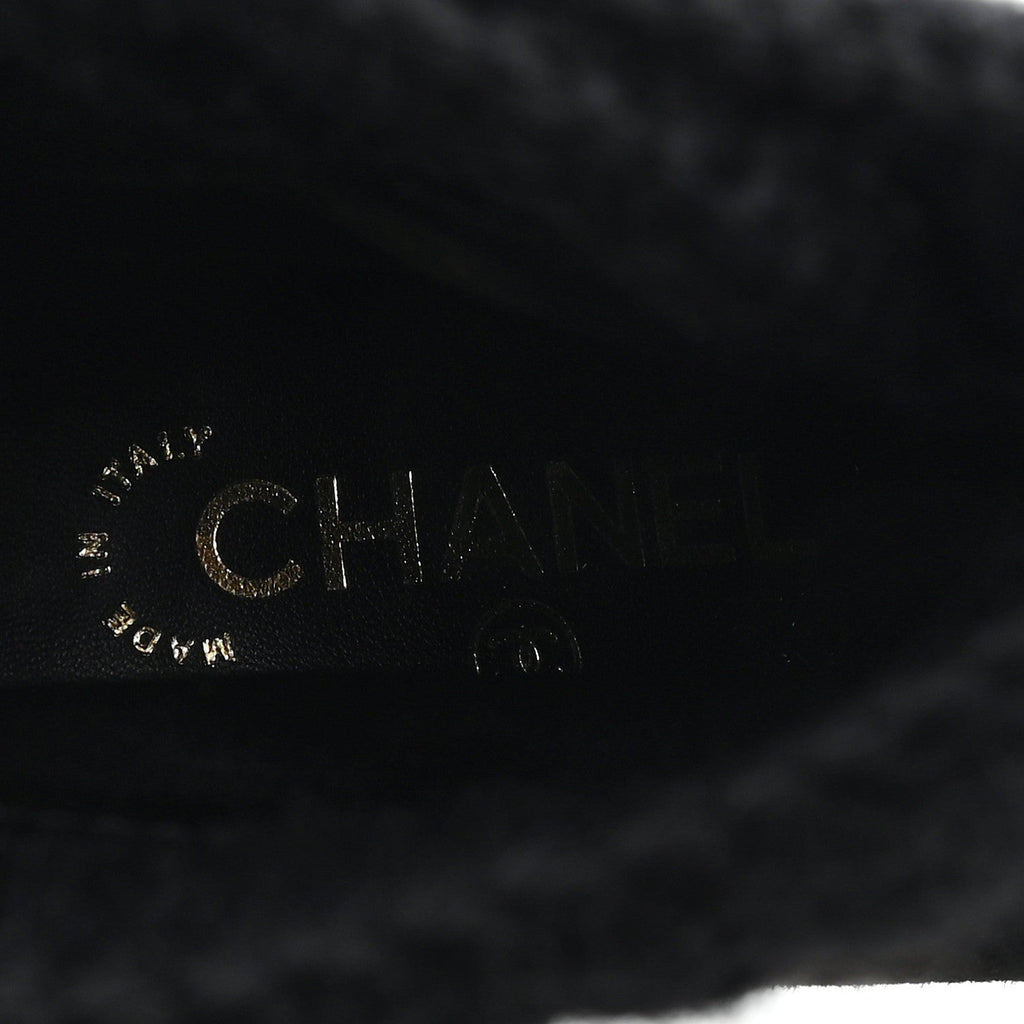 SUEDE LAMBSKIN KNIT CC SHORT BOOTS BLACK