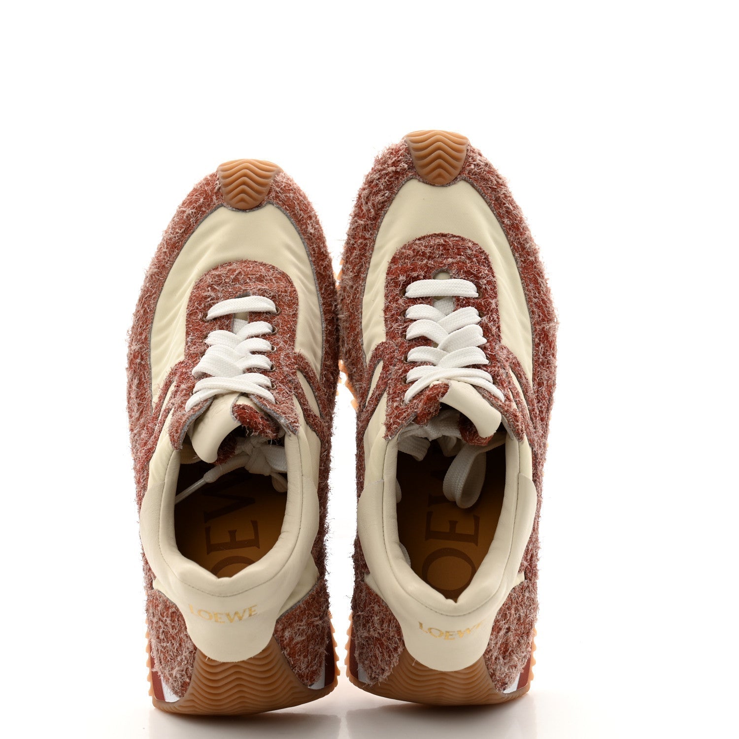 NYLON BRUSHED SUEDE FLOW RUNNER SNEAKERS RED SOFT WHITE