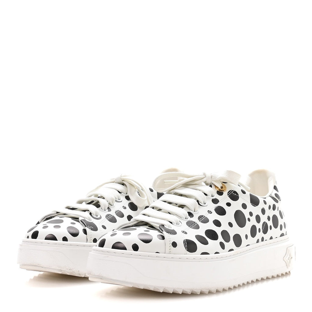 LV X YK CALFSKIN PRINTED INFINITY DOTS TIME OUT SNEAKERS WHITE