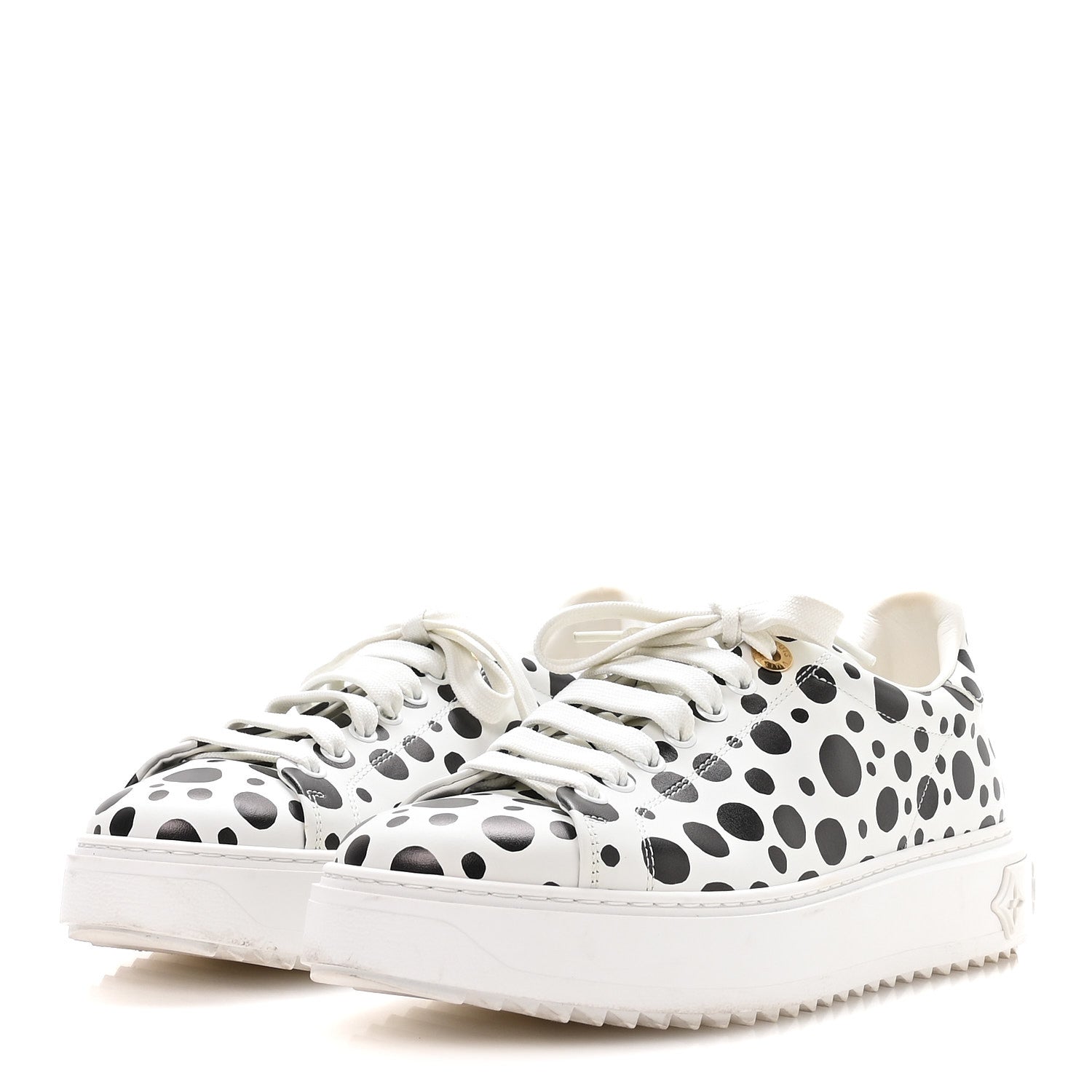 LV X YK CALFSKIN PRINTED INFINITY DOTS TIME OUT SNEAKERS WHITE