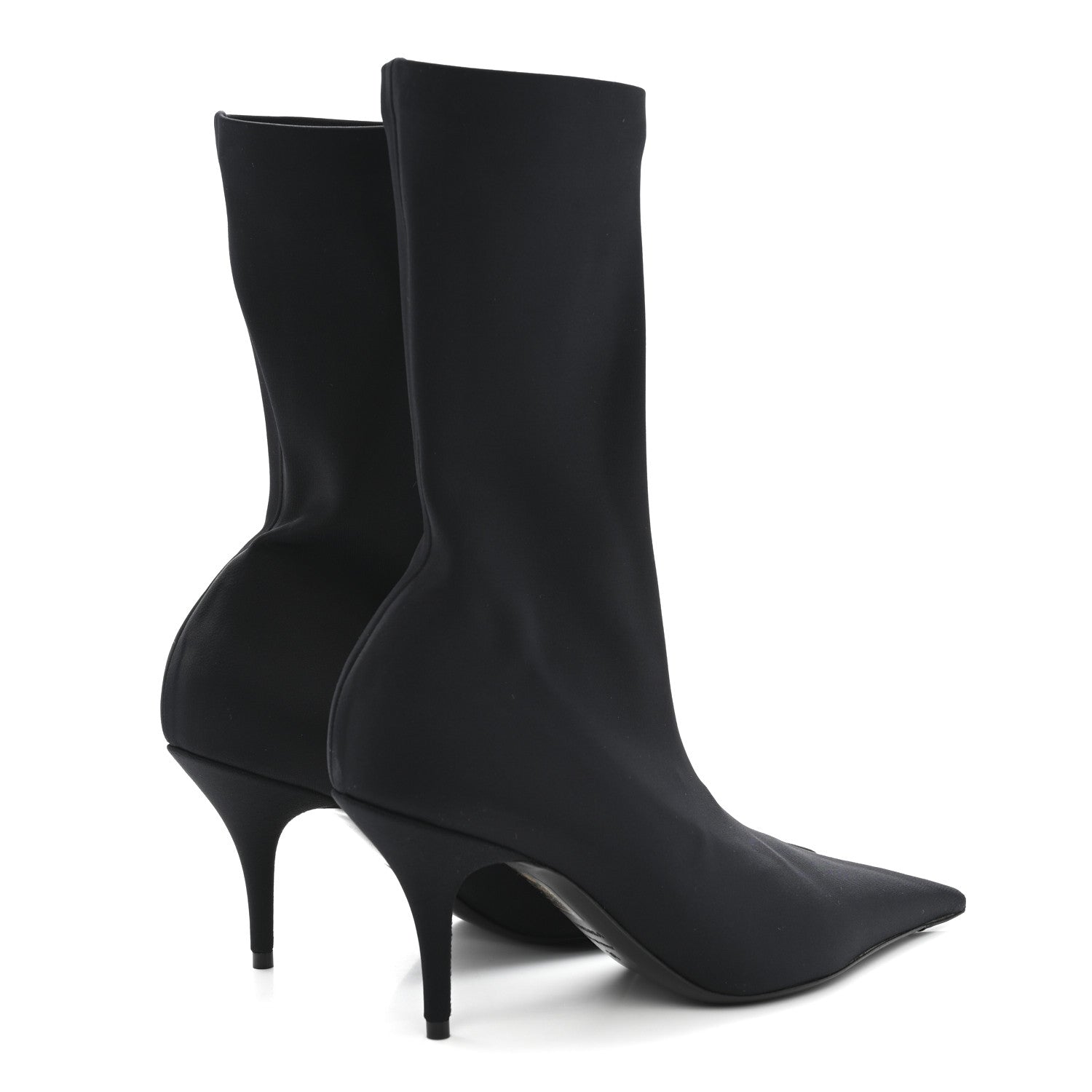 MATTE SPANDEX EXTREME POINTED TOE KNIFE 80MM ANKLE BOOTS BLACK