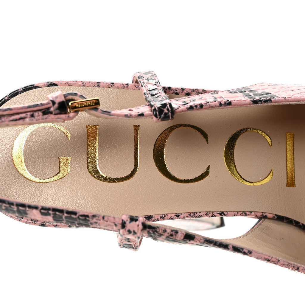 CALFSKIN PYTHON PRINT HORSEBIT PLATFORM /120MM SLINGBACK PUMPS WILD ROSE