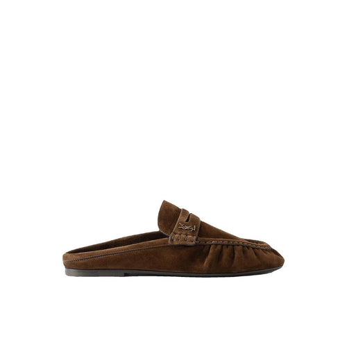 Saint Laurent Le Loafer Suede Pumps - Brown (mule style)