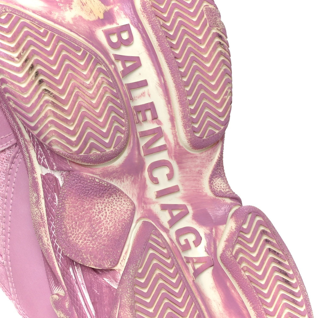 FABRIC MESH DISTRESSED WOMENS TRIPLE S SNEAKERS PINK