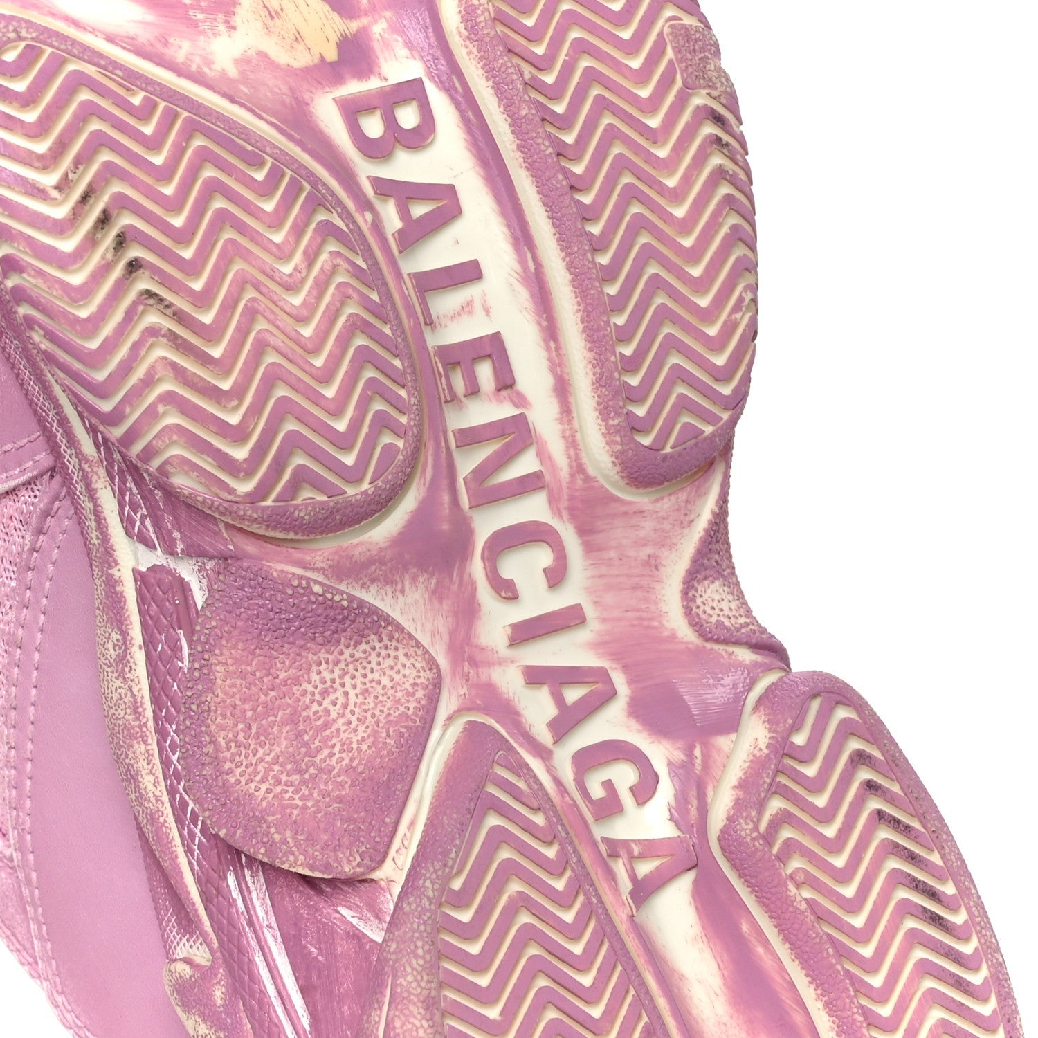 FABRIC MESH DISTRESSED WOMENS TRIPLE S SNEAKERS PINK