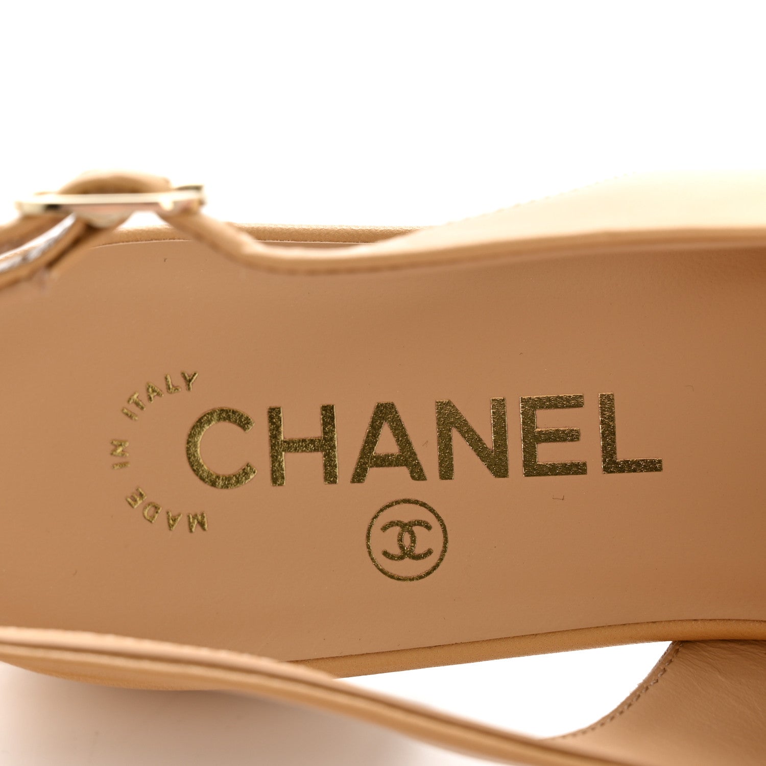 GOATSKIN GROSGRAIN POINTED TOE CC SLINGBACK FLATS BEIGE BLACK