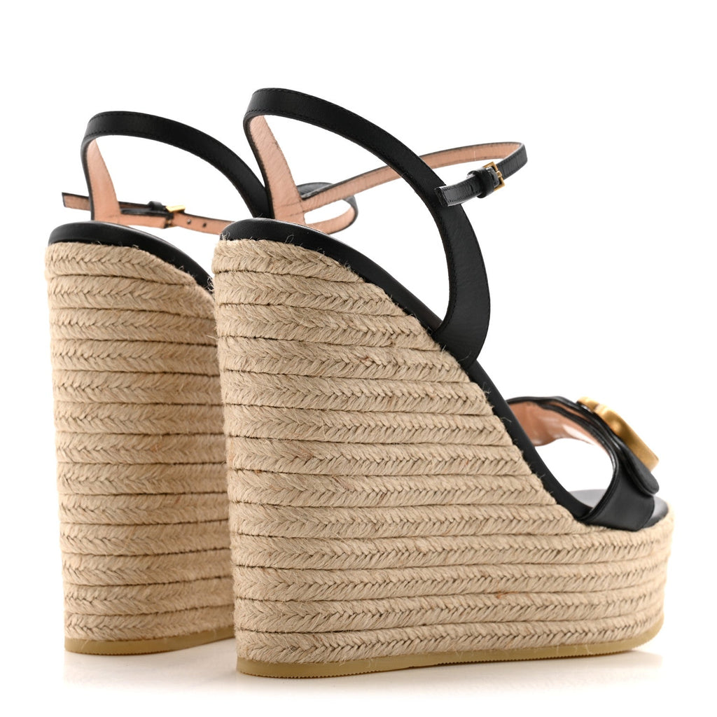 NAPPA MATELASSE GG MARMONT SLINGBACK PLATFORM /130MM ESPADRILLE WEDGES BLACK