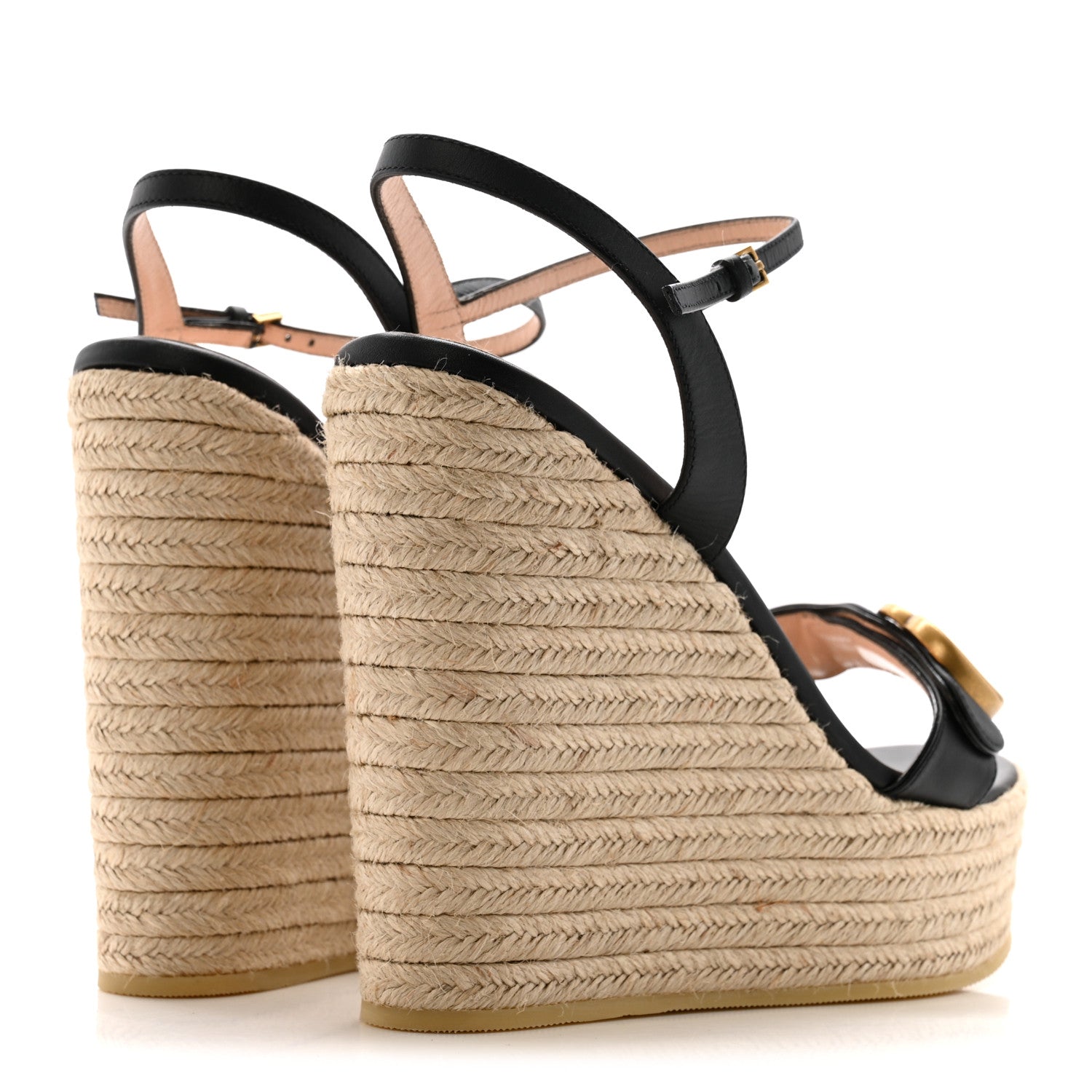NAPPA MATELASSE GG MARMONT SLINGBACK PLATFORM /130MM ESPADRILLE WEDGES BLACK