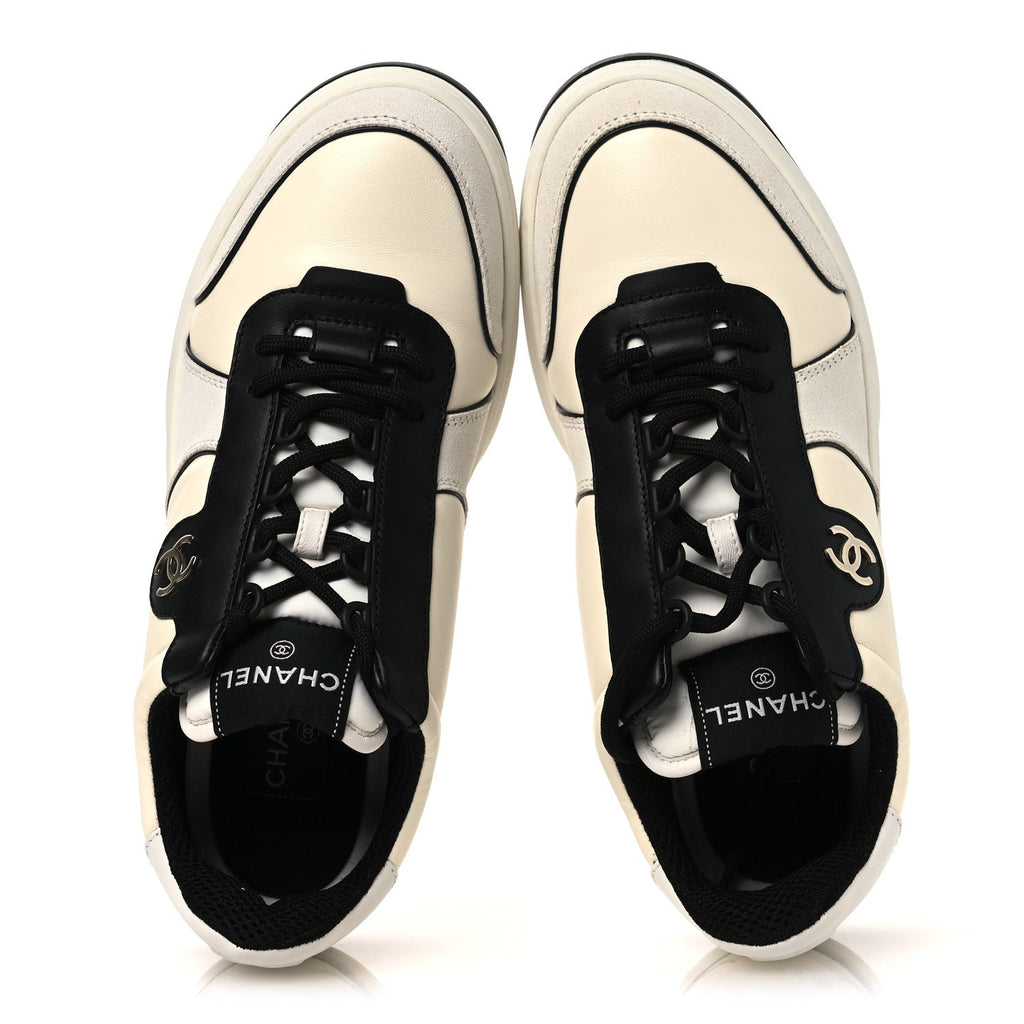 LAMBSKIN SUEDE CALFSKIN SNEAKERS IVORY WHITE BLACK