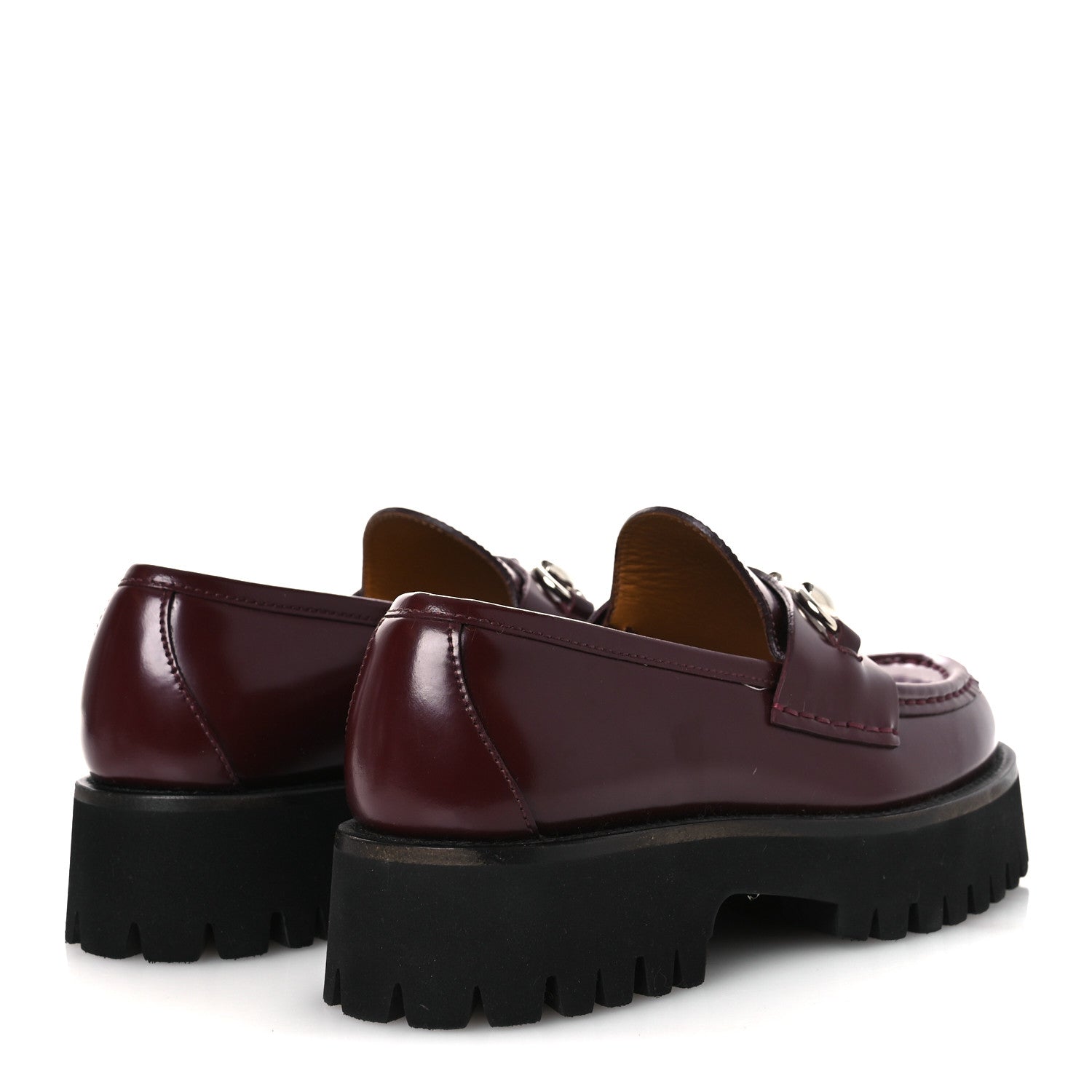 CORDOVAN LUX WOMENS HORSEBIT 45MM PLATFORM LOAFERS VINTAGE BORDEAUX