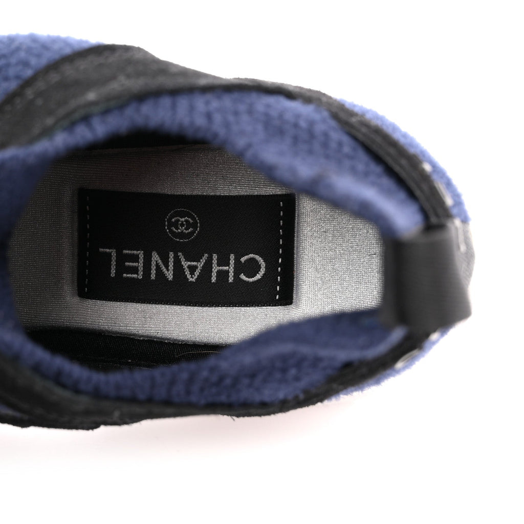 KNIT FABRIC SUEDE CALFSKIN WOMENS CC SNEAKERS NAVY BLACK