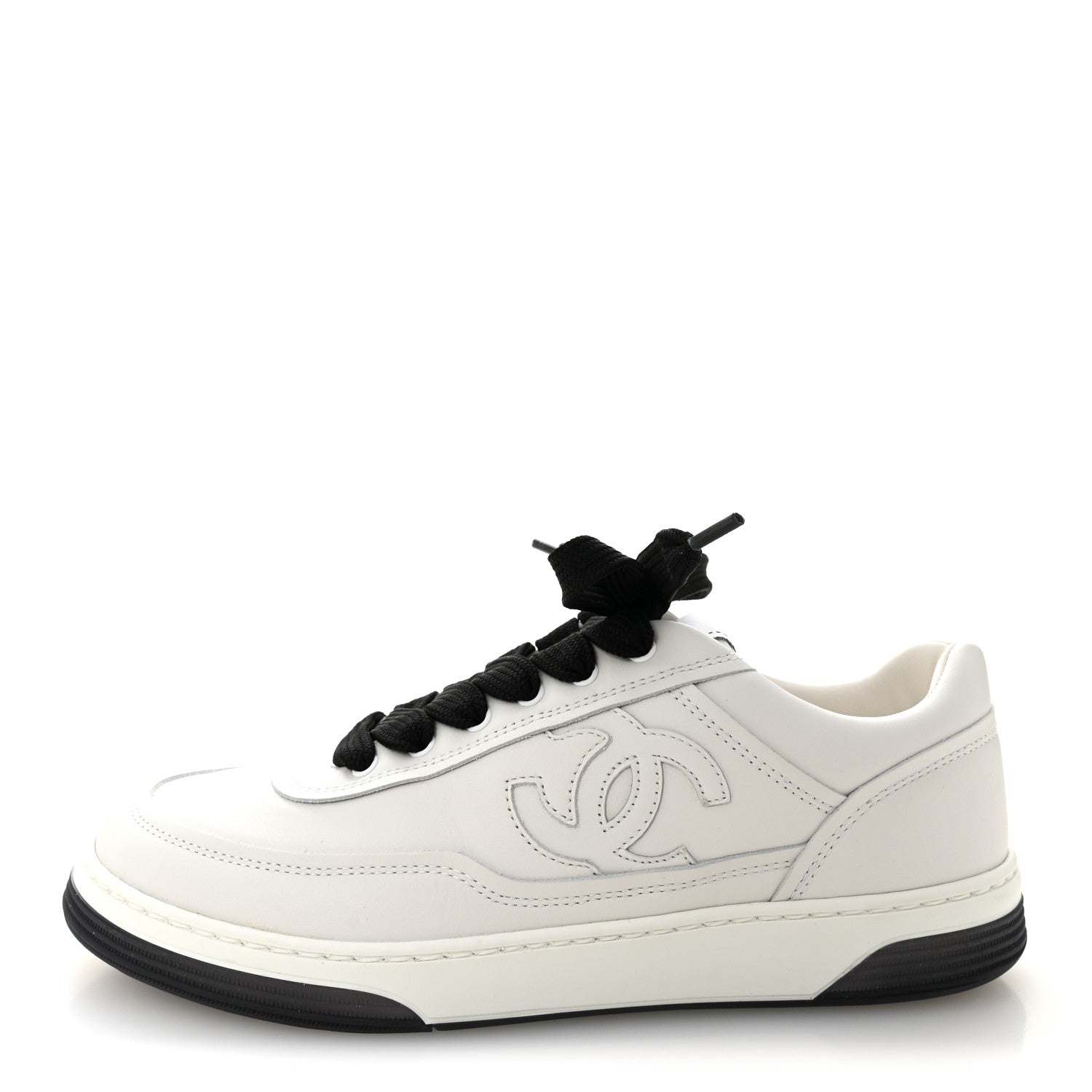 CALFSKIN CC WOMENS SNEAKERS WHITE BLACK