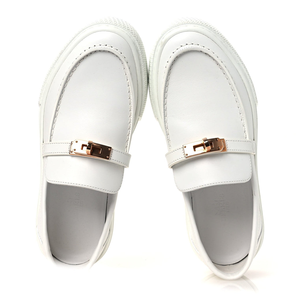 CALFSKIN GAME SLIP ON SNEAKERS WHITE