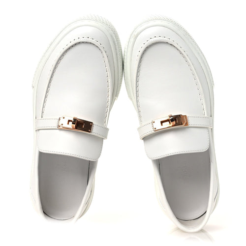 CALFSKIN GAME SLIP ON SNEAKERS WHITE