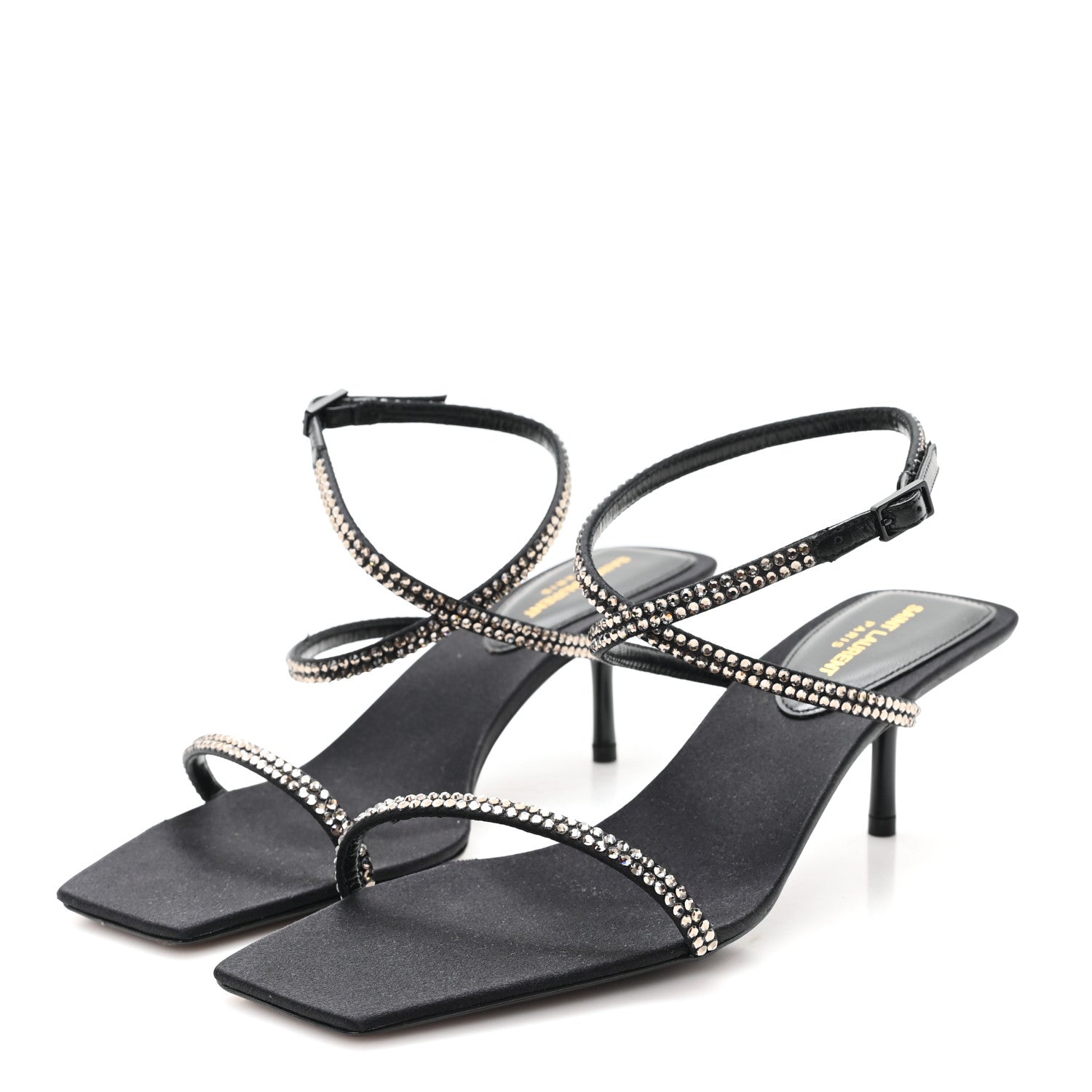 CREPE SATIN BALIQUA 55 VETT ANKLE STRAP SANDALS BLACK