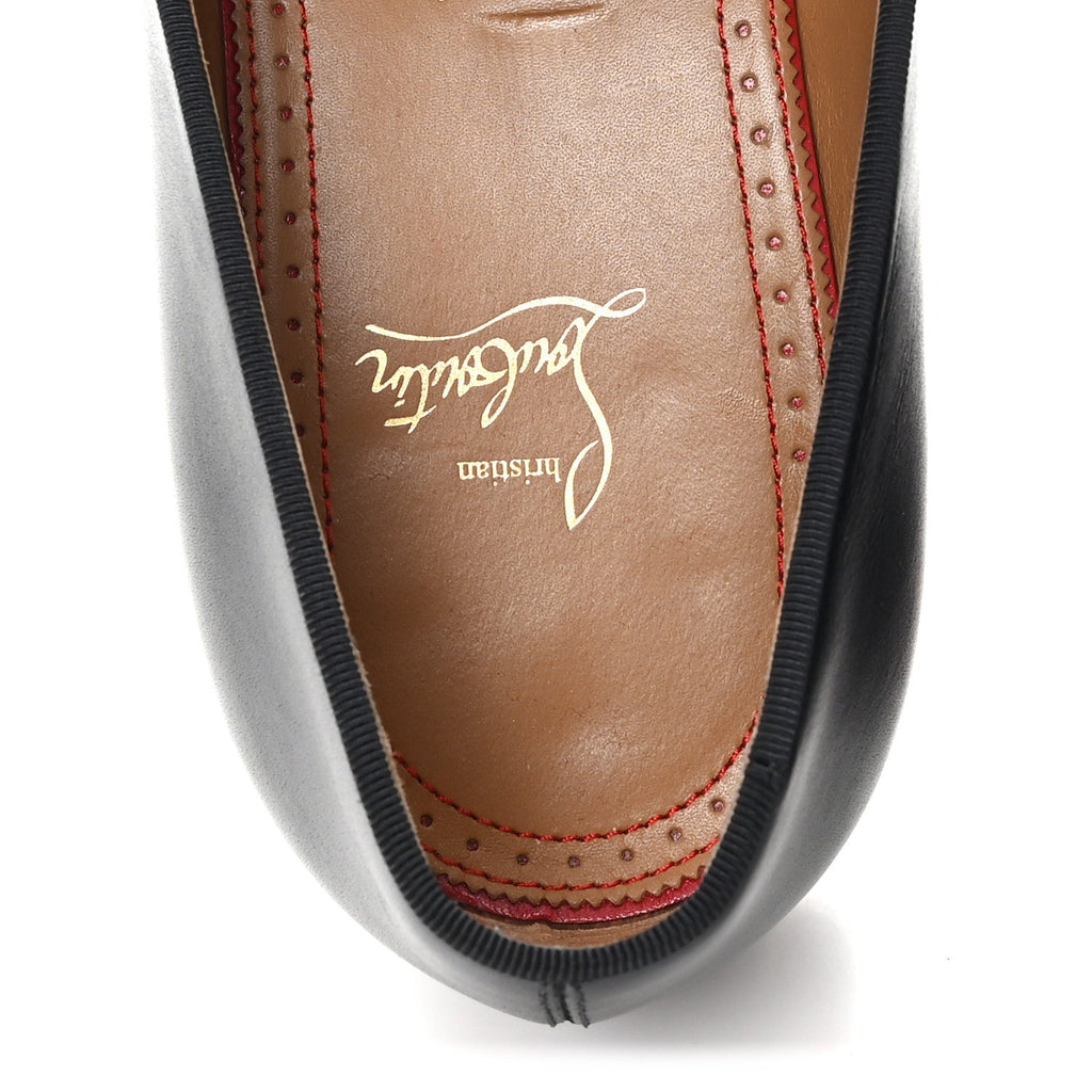 MENS CALFSKIN BROSSE DANDELION FLAT LOAFERS BLACK