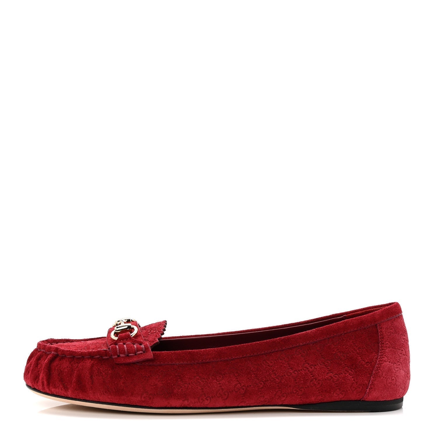 SUEDE MICRO GG HORSEBIT WOMENS KENSINGTON MOCCASIN LOAFERS ROSSO ANCORA