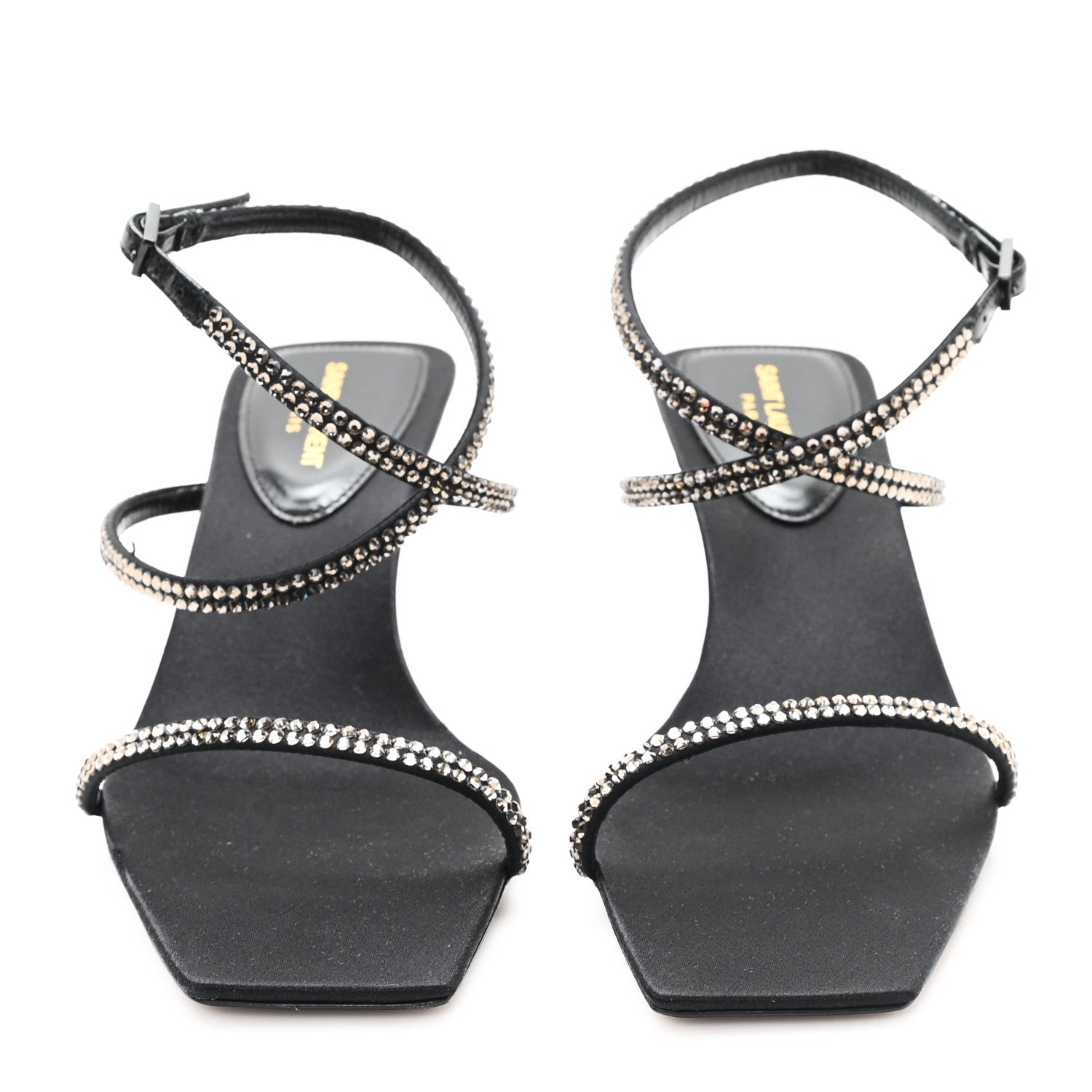CREPE SATIN BALIQUA 55 VETT ANKLE STRAP SANDALS BLACK