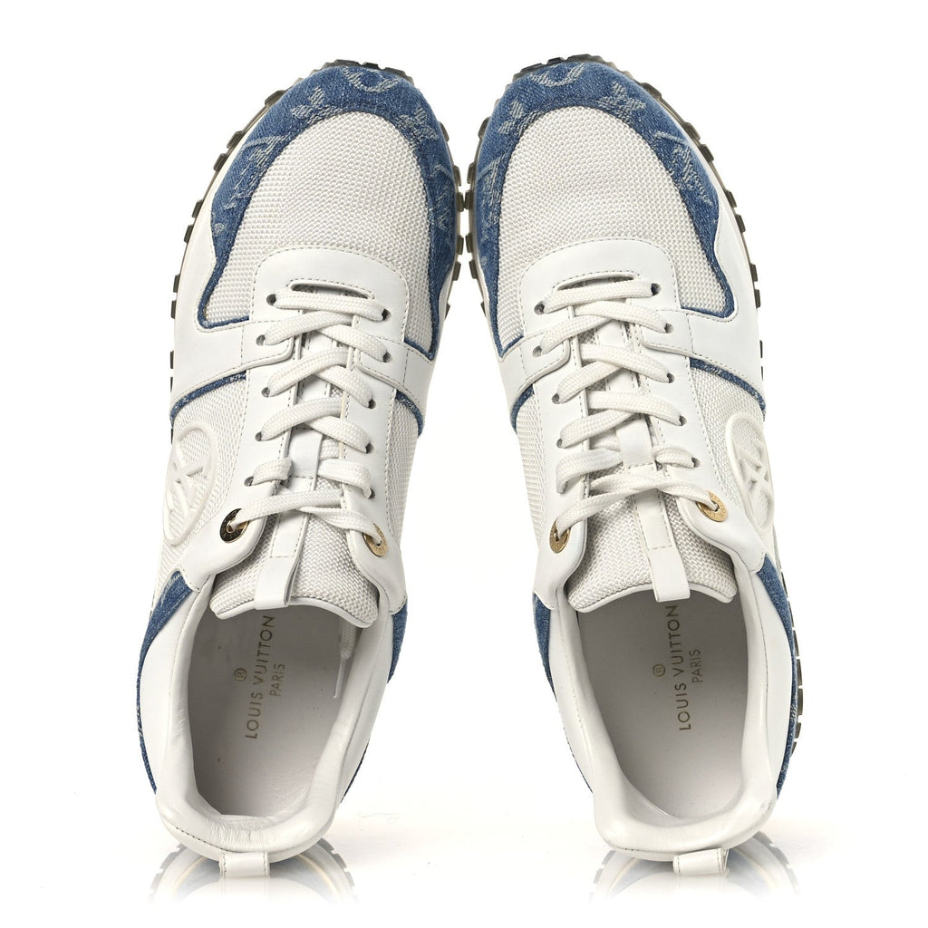 CALFSKIN MONOGRAM DENIM RUN AWAY SNEAKERS WHITE