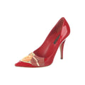 Louis Vuitton Satin Crystal Logo Pumps - Red