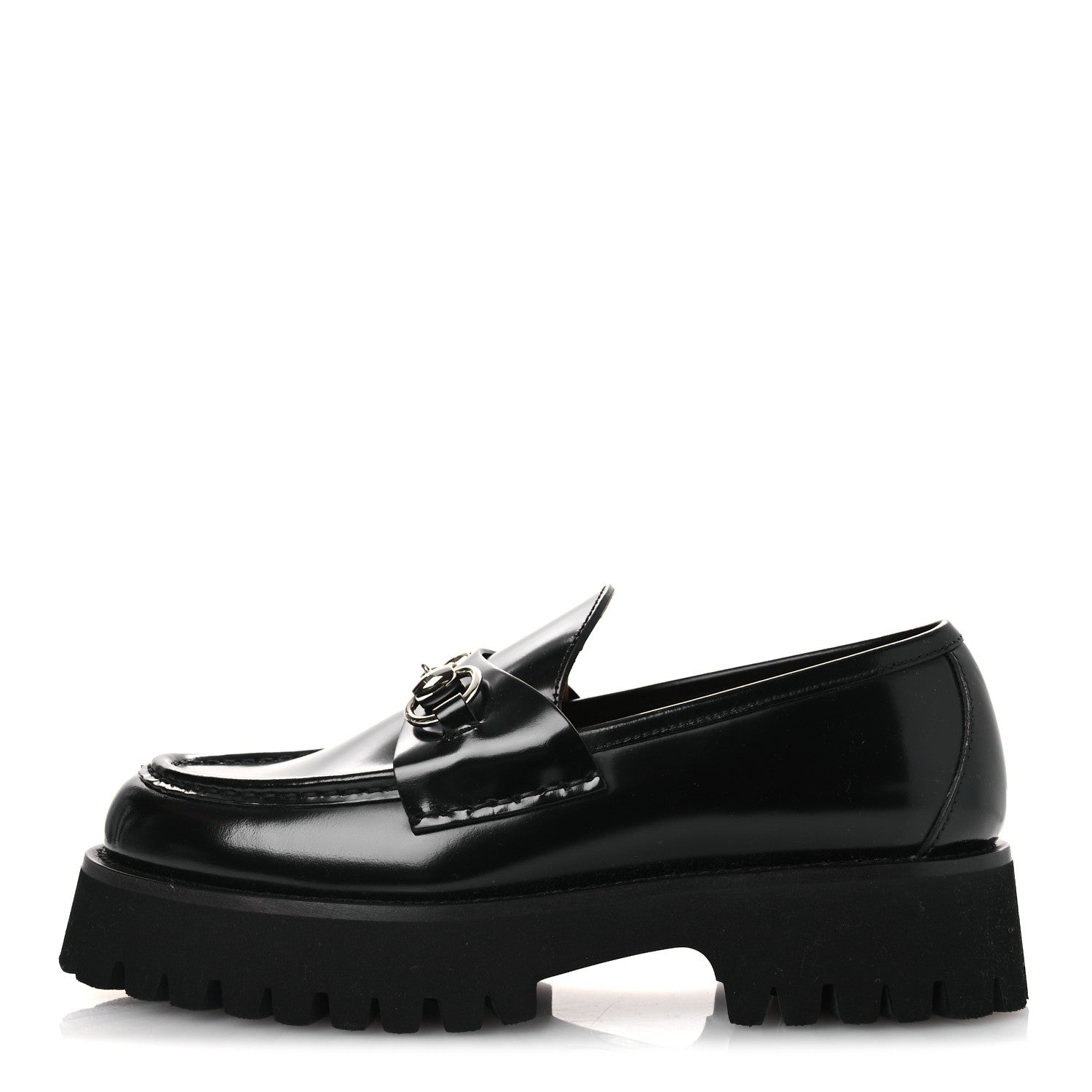 CORDOVAN LUX WOMENS HORSEBIT 45MM PLATFORM LOAFERS BLACK