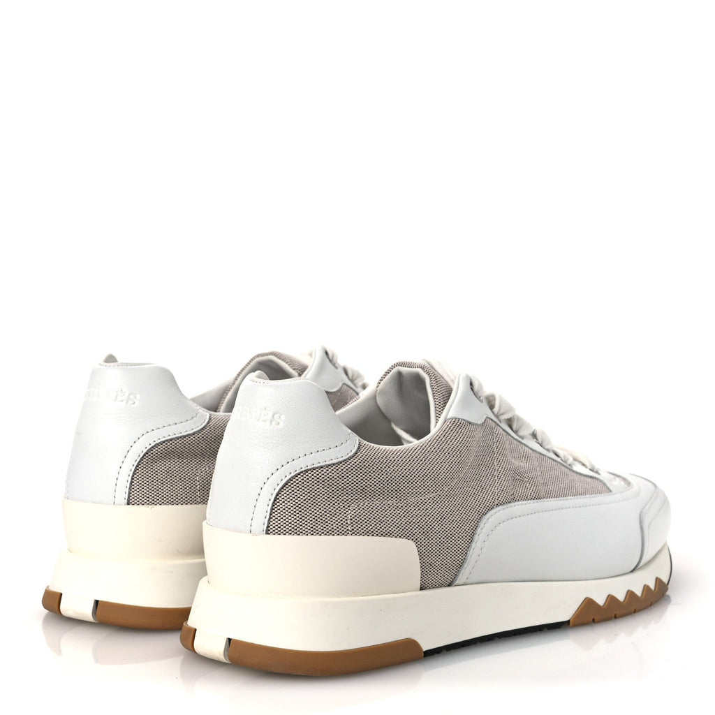CANVAS CALFSKIN MENS TRAIL SNEAKERS PRUNOIR WHITE