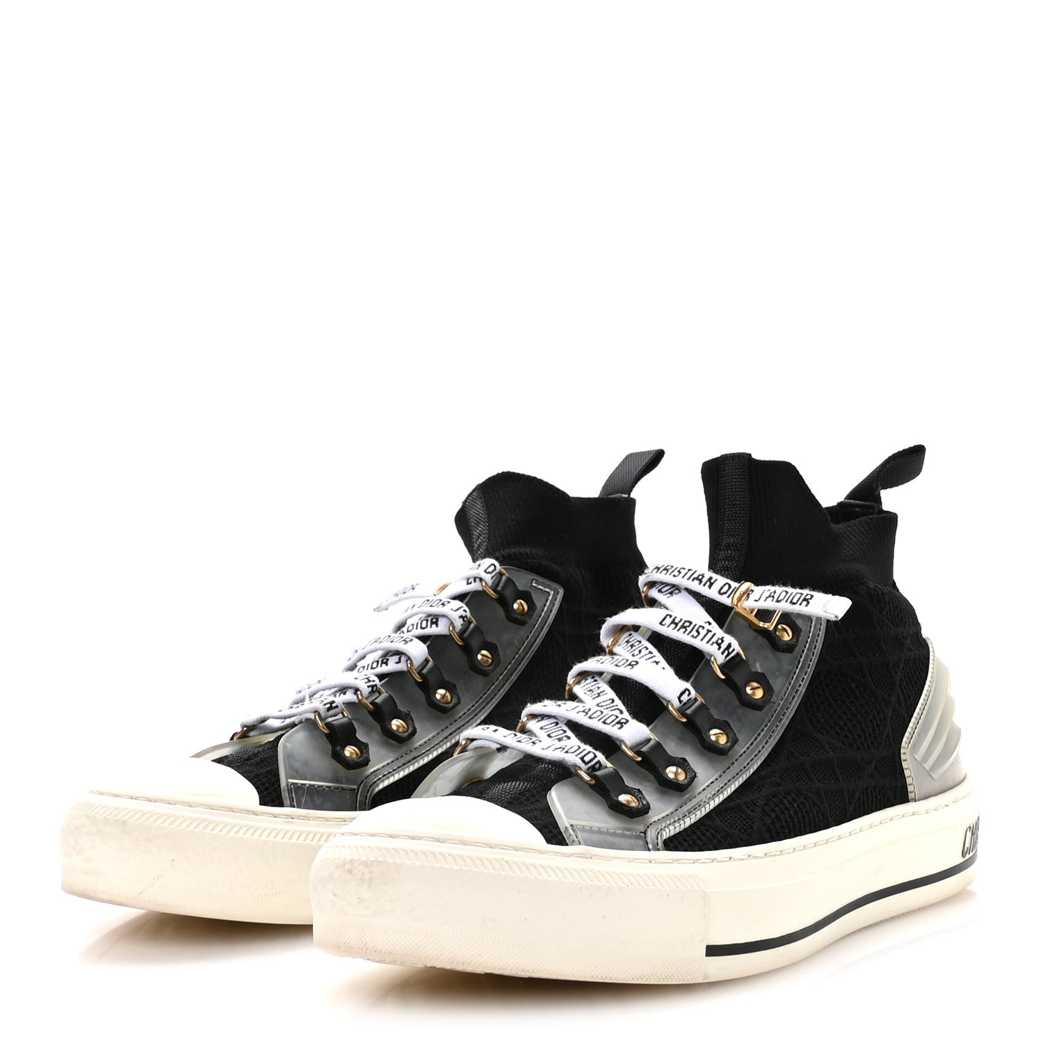 TECHNICAL KNIT CANNAGE WOMENS WALK'N'DIOR HIGH TOP SNEAKERS BLACK