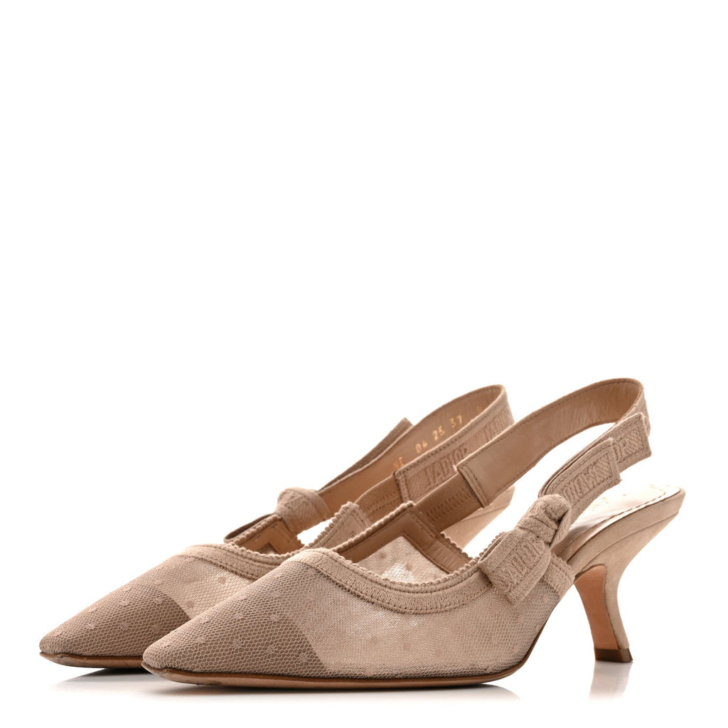 MESH PLUMETIS SUEDE RIBBON J'ADIOR SLINGBACK 65MM PUMPS NUDE