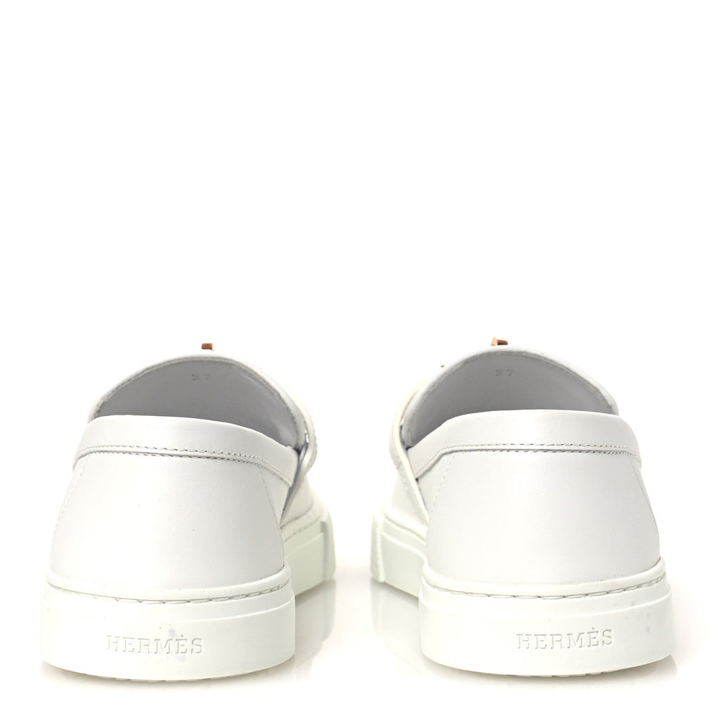 CALFSKIN GAME SLIP ON SNEAKERS WHITE