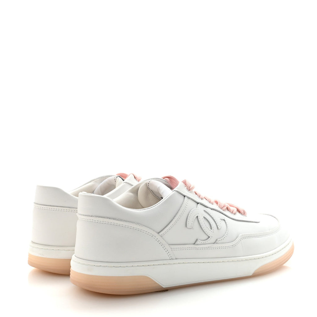 CALFSKIN WOMENS CC SNEAKERS WHITE LIGHT PINK