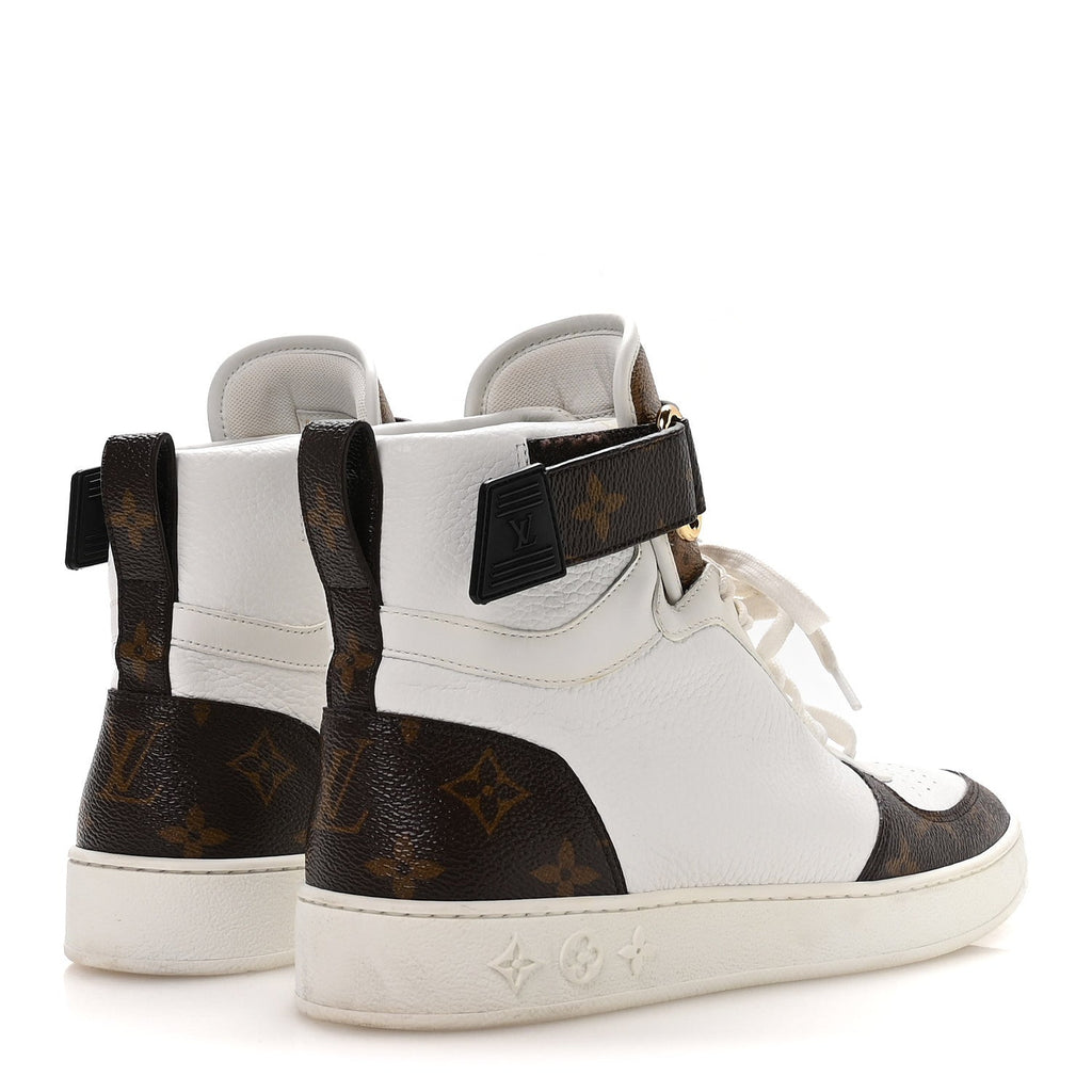 GRAINED CALFSKIN MONOGRAM BOOMBOX SNEAKER BOOTS WHITE