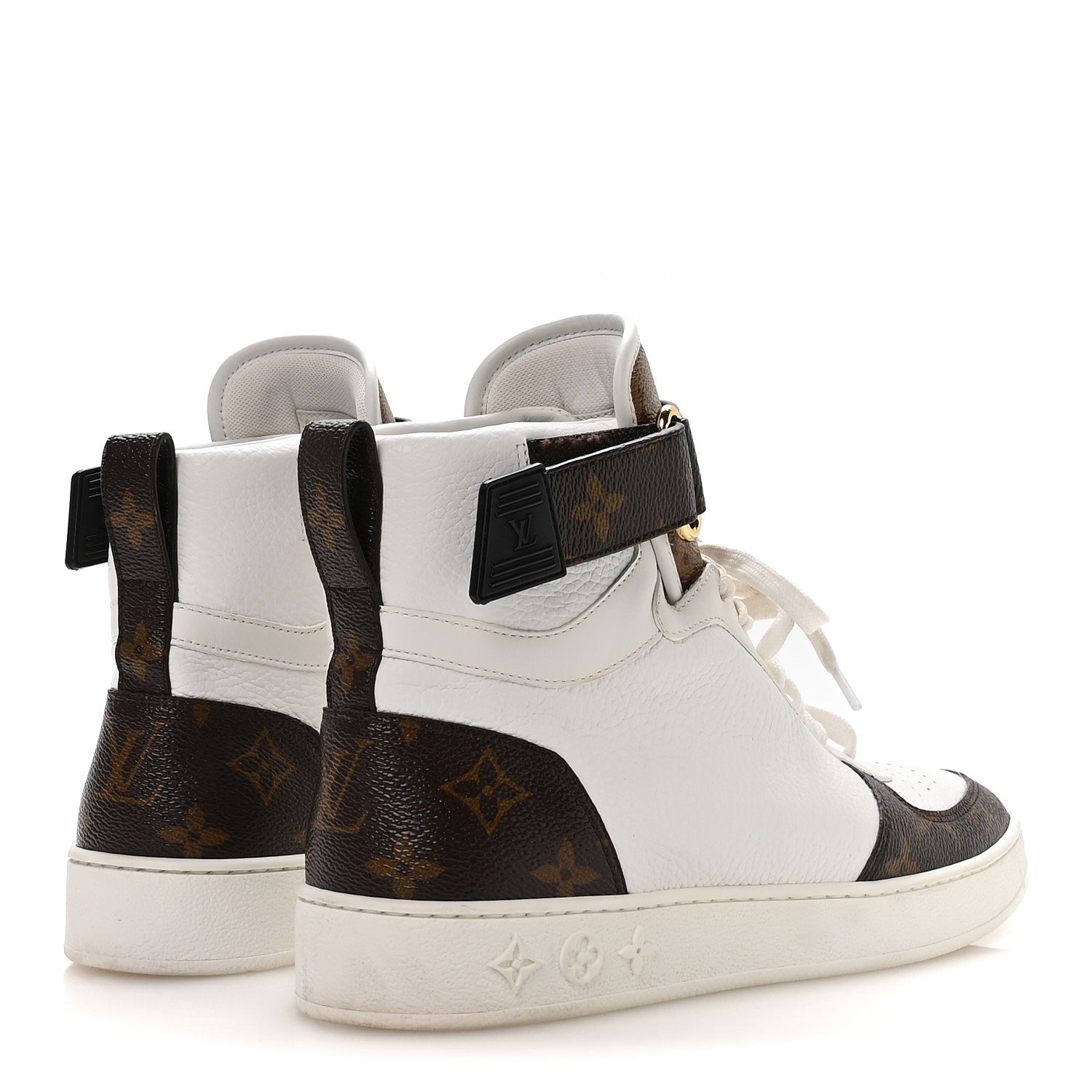 GRAINED CALFSKIN MONOGRAM BOOMBOX SNEAKER BOOTS WHITE