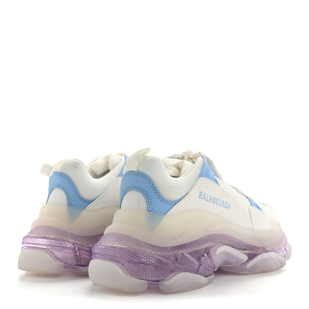 FABRIC MESH CLEAR SOLE WOMENS TRIPLE S SNEAKERS LIGHT BLUE GREY LILAC WHITE
