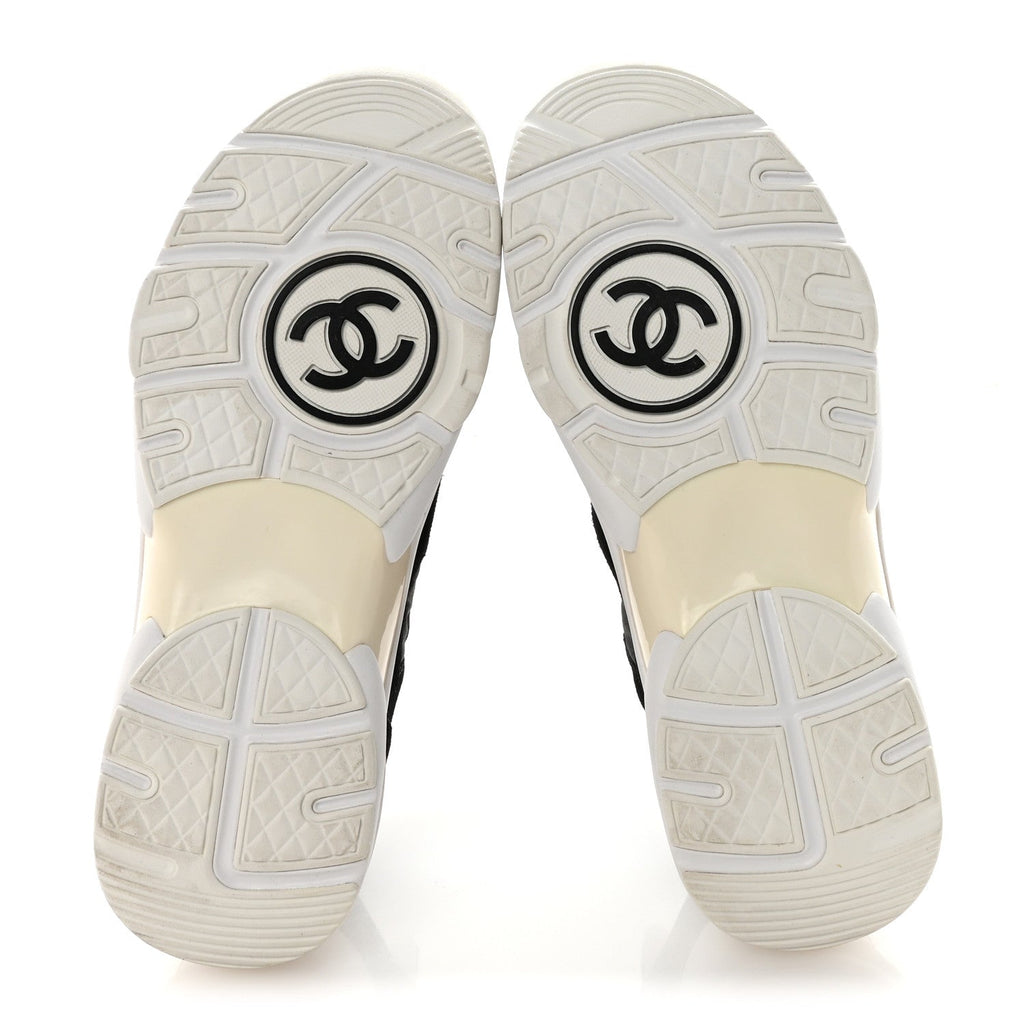 FABRIC CALFSKIN SUEDE CC SNEAKERS BLACK WHITE