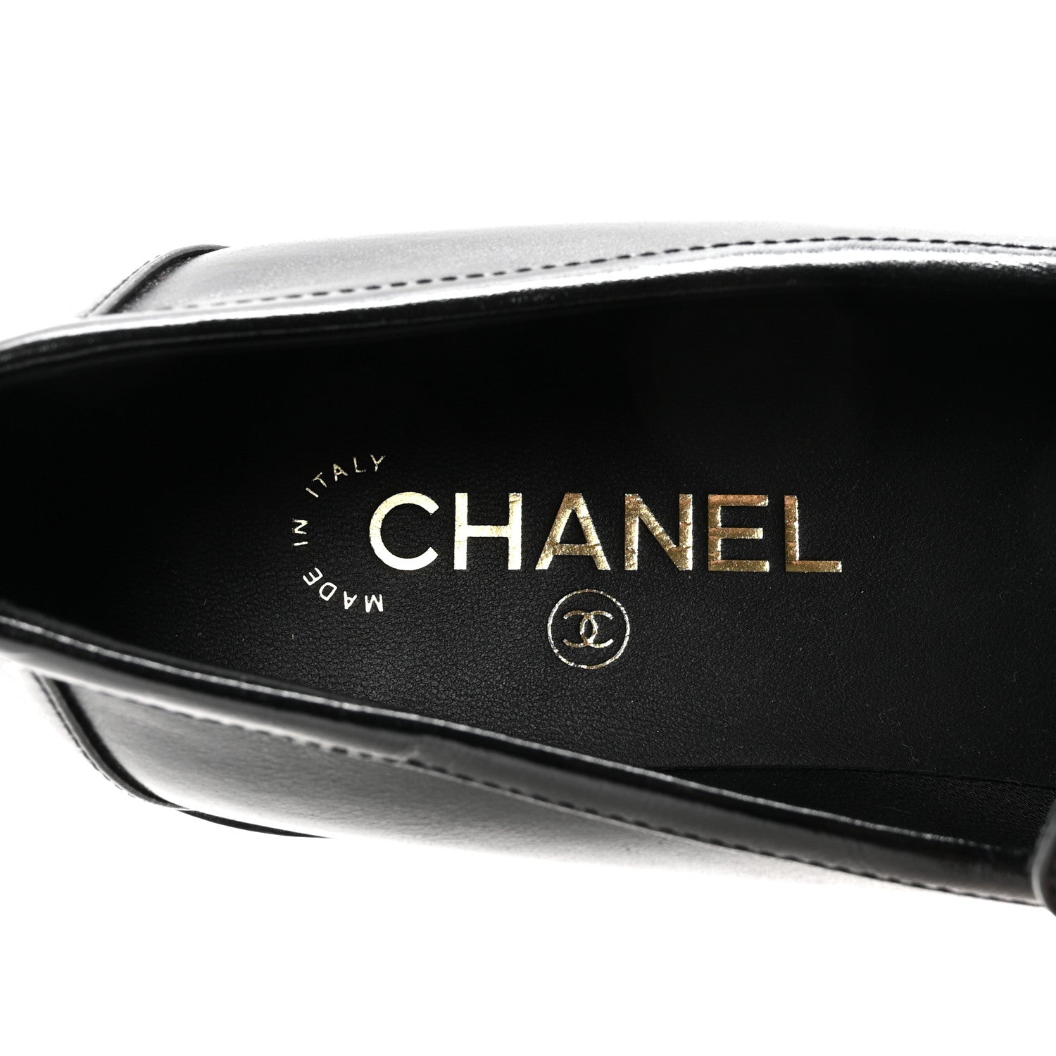 SHINY CALFSKIN CC MOCASSIN LOAFERS BLACK