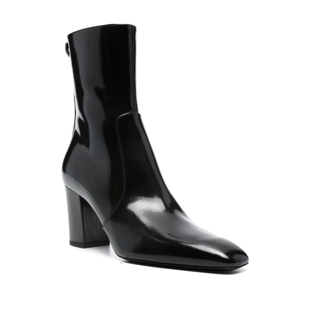 Saint Laurent Platform Block-Heel Lambskin Boots - Black