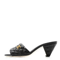 LAMBSKIN QUILTED TEXTURED CC MULES BLACK