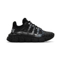 Versace Leather Trigreca Lace Up Sneakers - Black/Silver