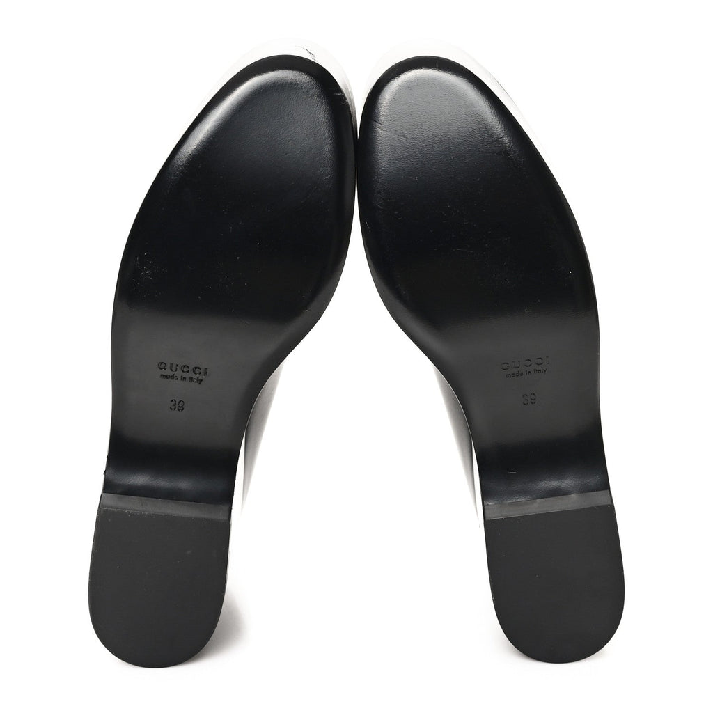 ANCORA CALFSKIN WOMENS HORSEBIT PLATFORM LOAFERS BLACK