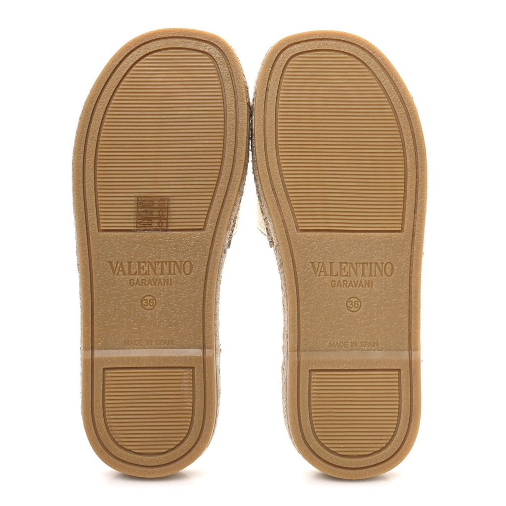 LAMINATED NAPA VLOGO CUT OUT ESPADRILLE FLAT SLIDE SANDALS SILVER