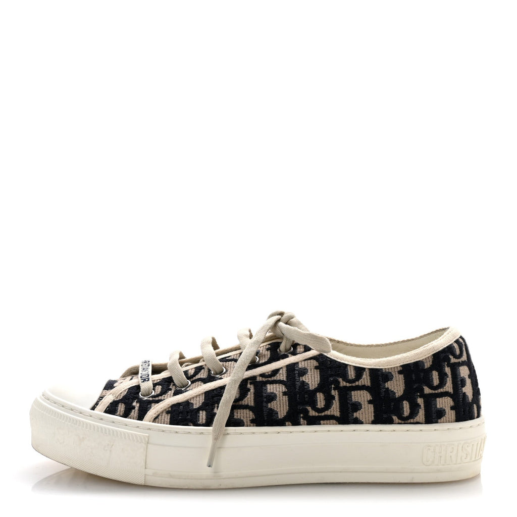 CANVAS OBLIQUE WALK'N'DIOR LOW TOP SNEAKERS DEEP BLUE