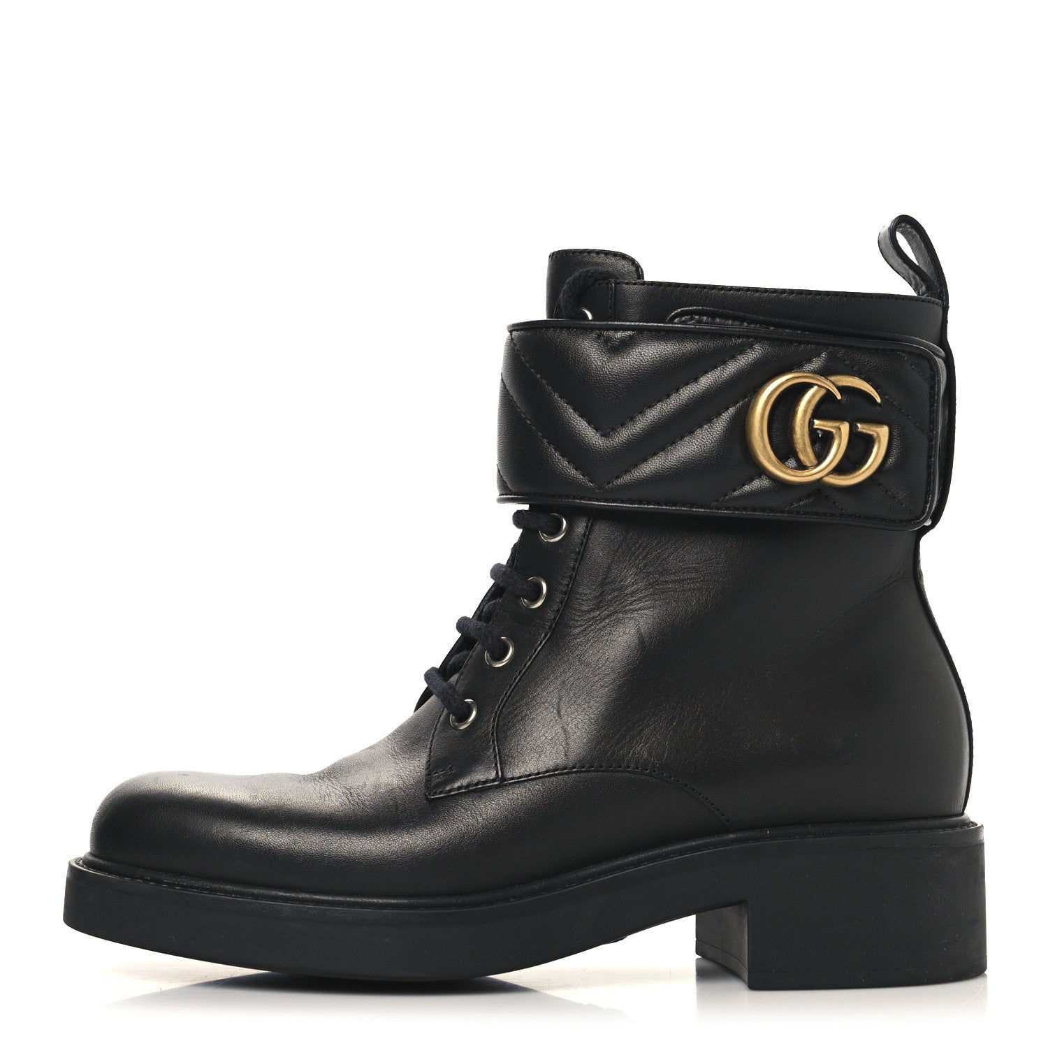 FLORES CALFSKIN NAPPA MATELASSE GG 40MM ANKLE BOOTS BLACK