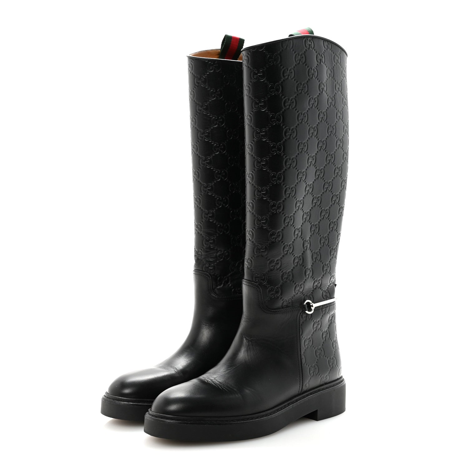 GUCCISSIMA MICHELANGELO SLIM HORSEBIT RIDING BOOTS BLACK