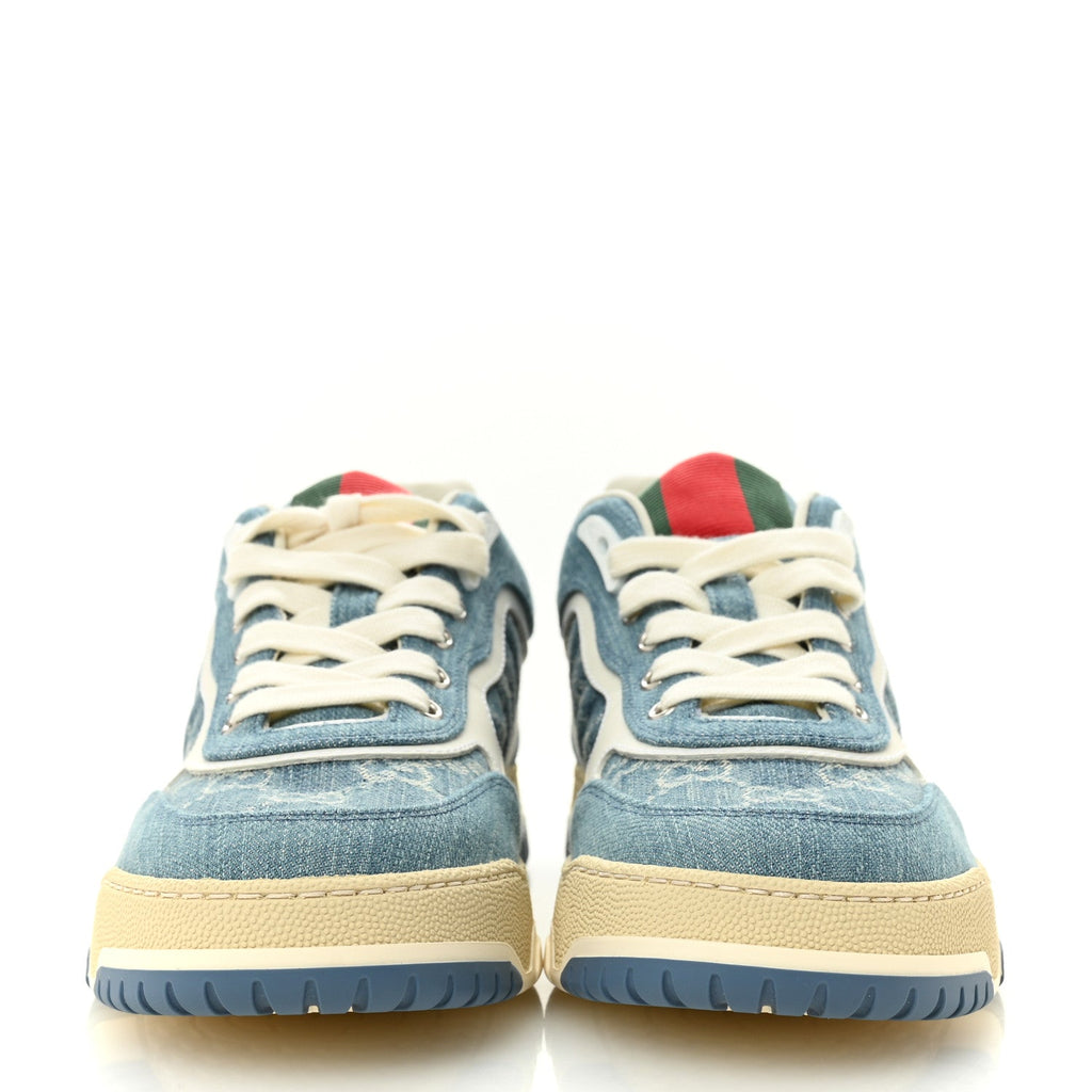 NEW DENIM DELAVE GG MONOGRAM WOMENS RE-WEB SNEAKERS LIGHT BLUE ROYALE
