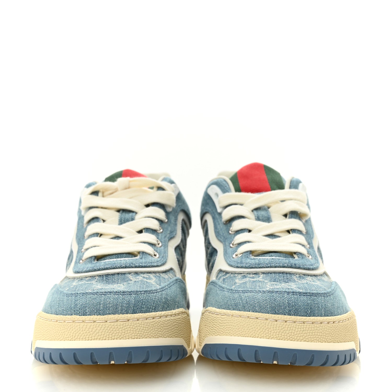 NEW DENIM DELAVE GG MONOGRAM WOMENS RE-WEB SNEAKERS LIGHT BLUE ROYALE