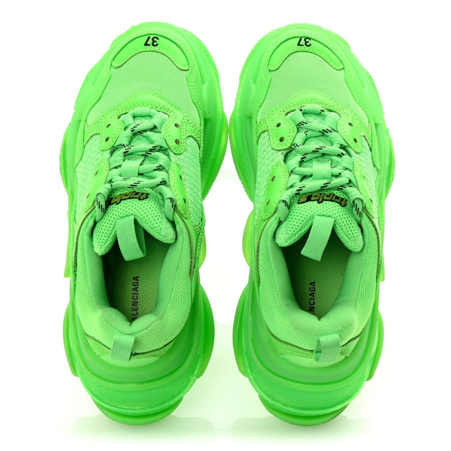 FABRIC MESH CLEAR SOLE WOMENS TRIPLE S SNEAKERS FLUO GREEN