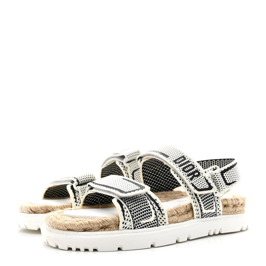 TECHNICAL KNIT JUTE DIORACT 10MM SANDALS WHITE BLACK