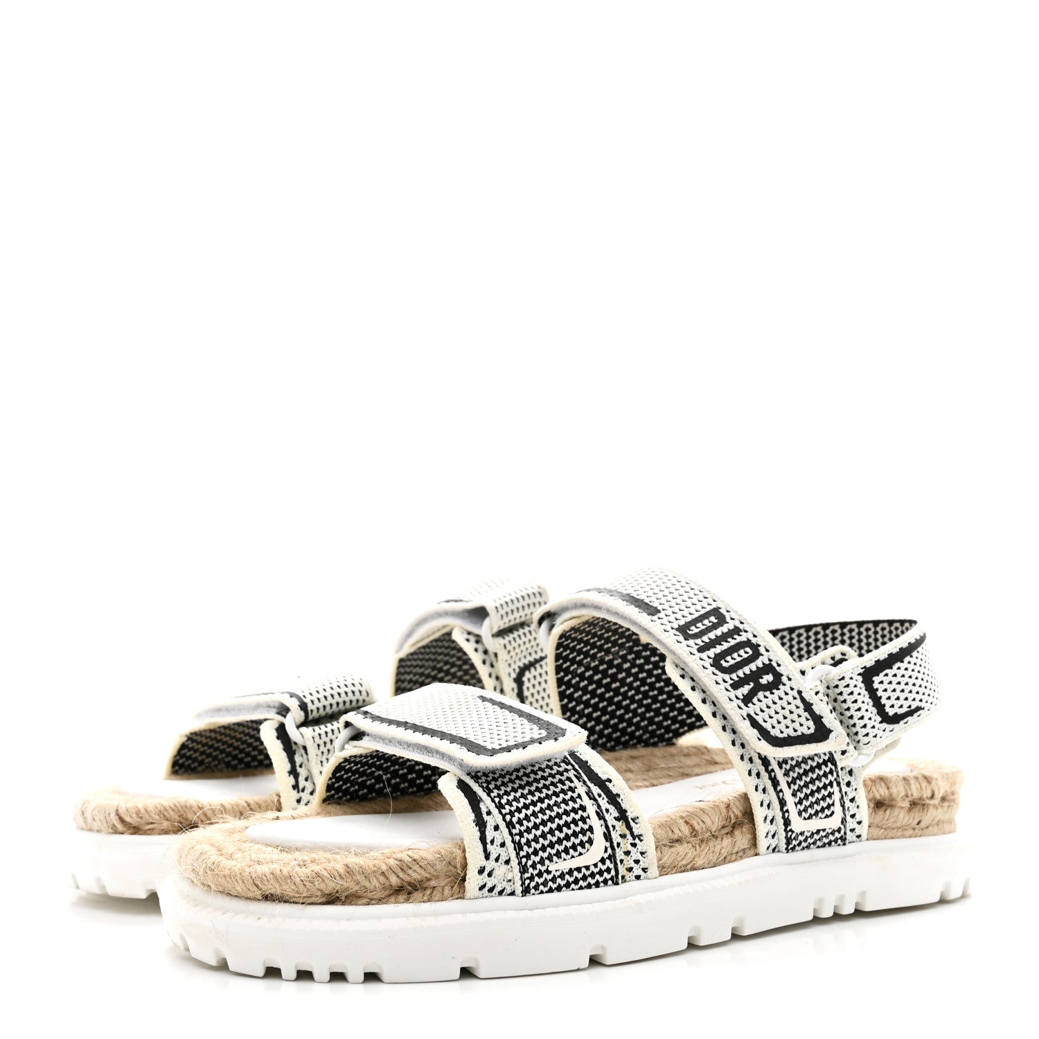 TECHNICAL KNIT JUTE DIORACT 10MM SANDALS WHITE BLACK